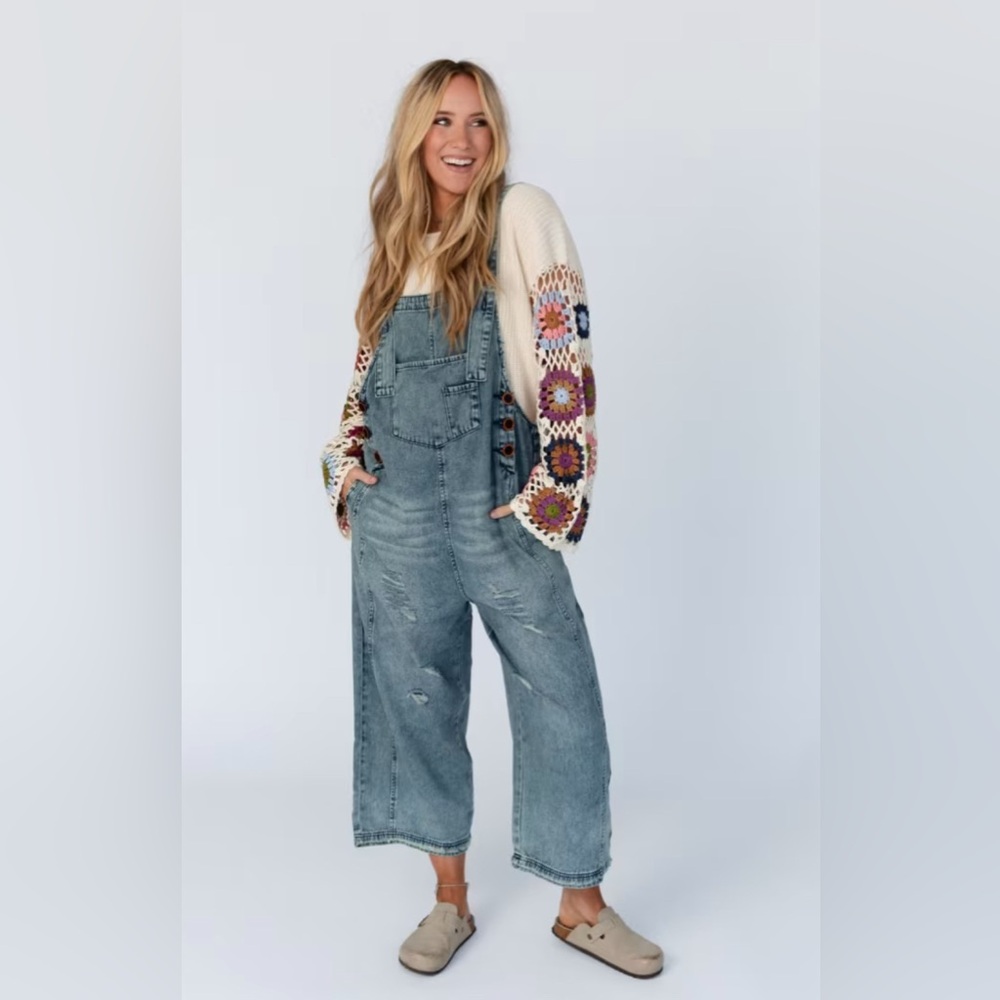 Three Birds Nest Slouchy Denim Overalls